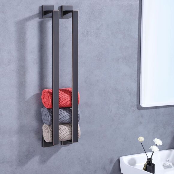 Towel Bar for Bathroom, 24" Hand Towel Holder Rod with Metal, Black Towel Racks - Picture 4 of 11